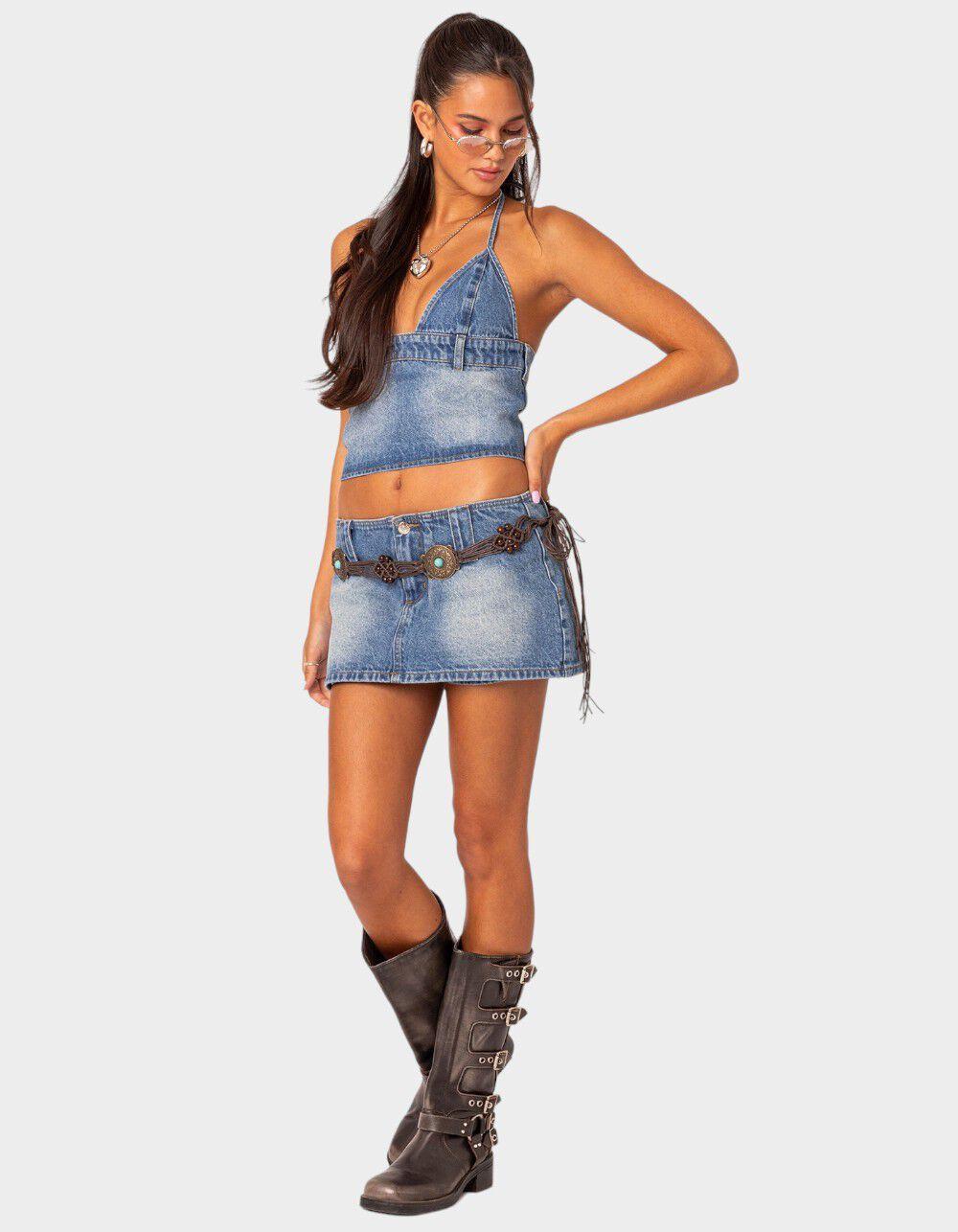 EDIKTED Wanona Denim Mini Skort Product Image