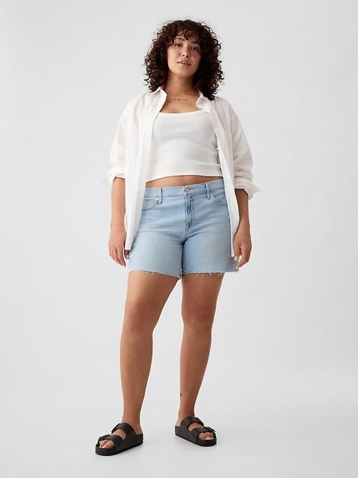 5 Mid Rise Denim Girlfriend Shorts Product Image