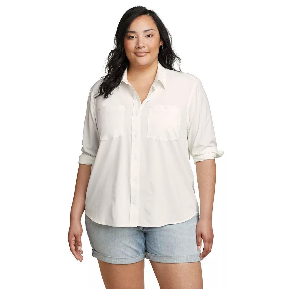 Plus Size Eddie Bauer Departure 3.0 Long Sleeve Collared Button Down Shirt, Women's, Size: 3XL, Black Product Image