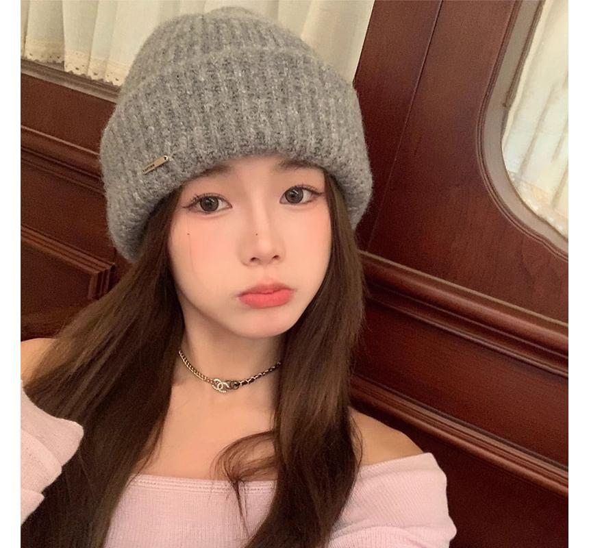 Plain Knit Beanie Product Image