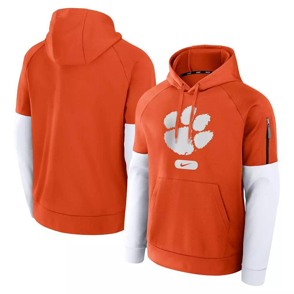 Men's Nike Orange Clemson Tigers Fitness Raglan Performance Pullover Hoodie, Size: Medium Product Image