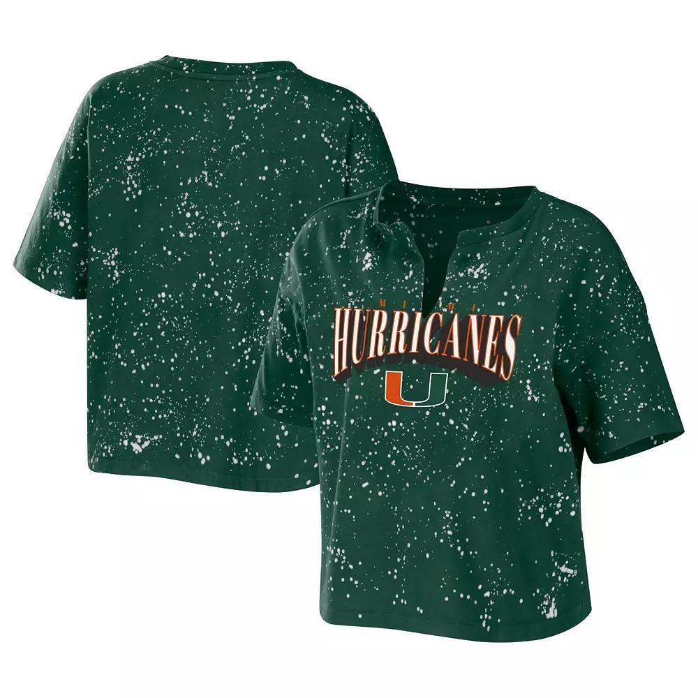 Women's WEAR by Erin Andrews Black Purdue Boilermakers Bleach Wash Splatter Notch Neck T-Shirt, Size: Large Product Image