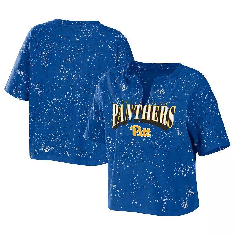 Women's WEAR by Erin Andrews Purple LSU Tigers Bleach Wash Splatter Notch Neck T-Shirt, Size: Large Product Image