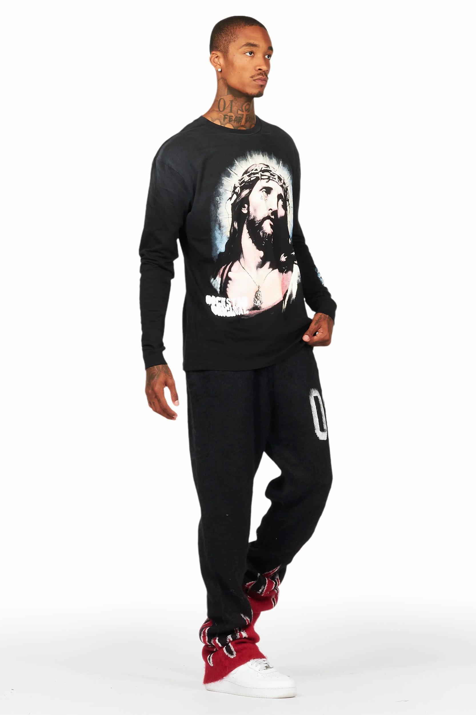 Holger Black/Red Graphic Stacked Flare Mohair Track Pant Male Product Image