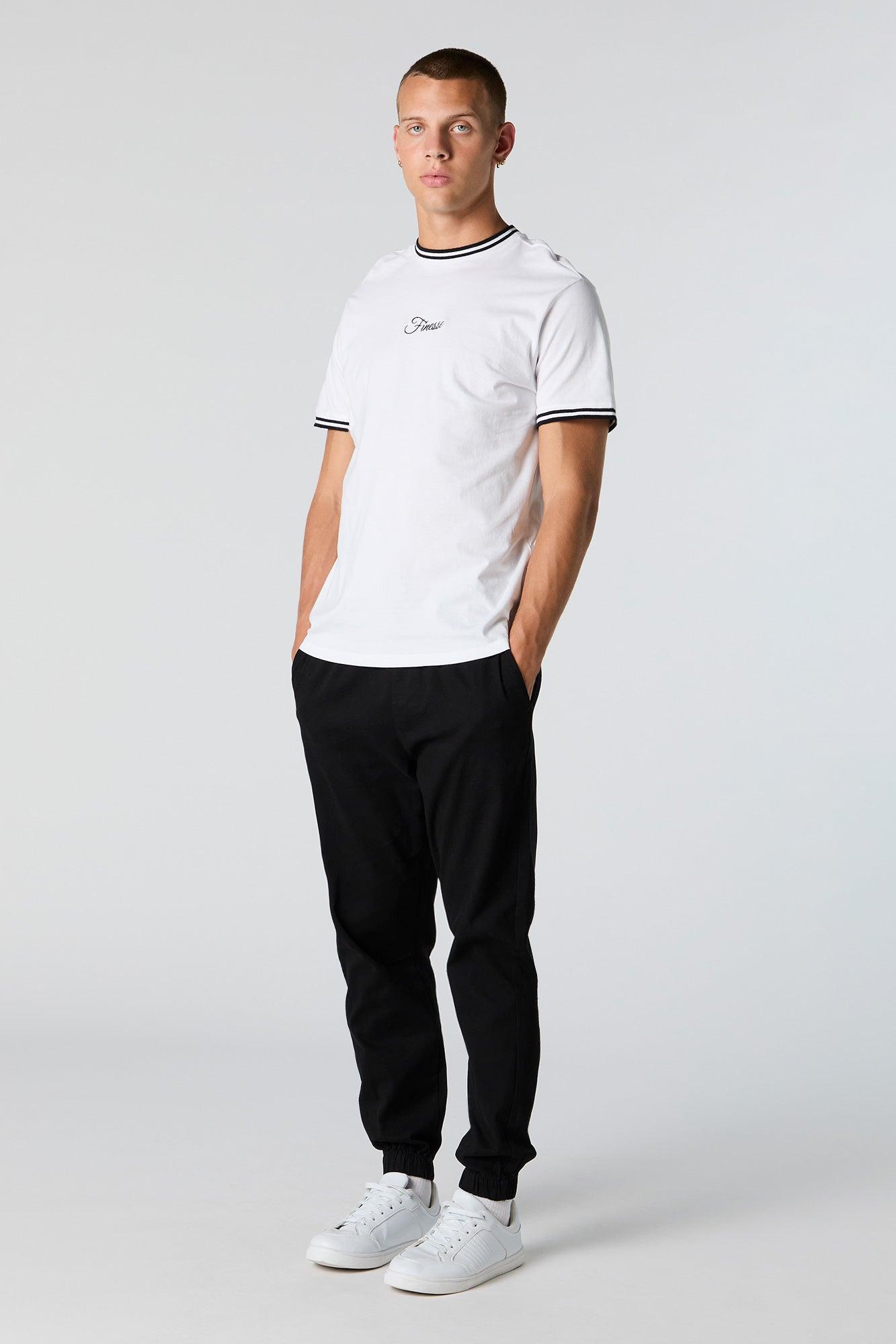 Finesse Embroidered Contrast Trim T-Shirt Male Product Image