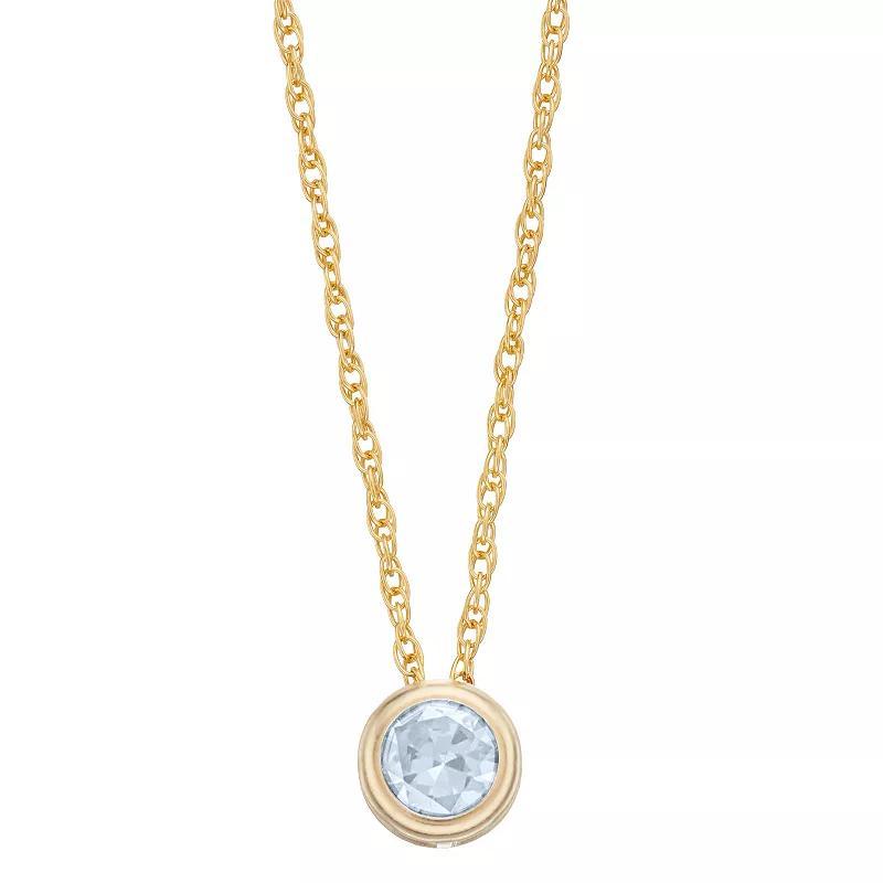 Pure Gem Collection 10k Gold Lab-Created White Sapphire Bezel Pendant Necklace, Women's, Size: 18" Product Image