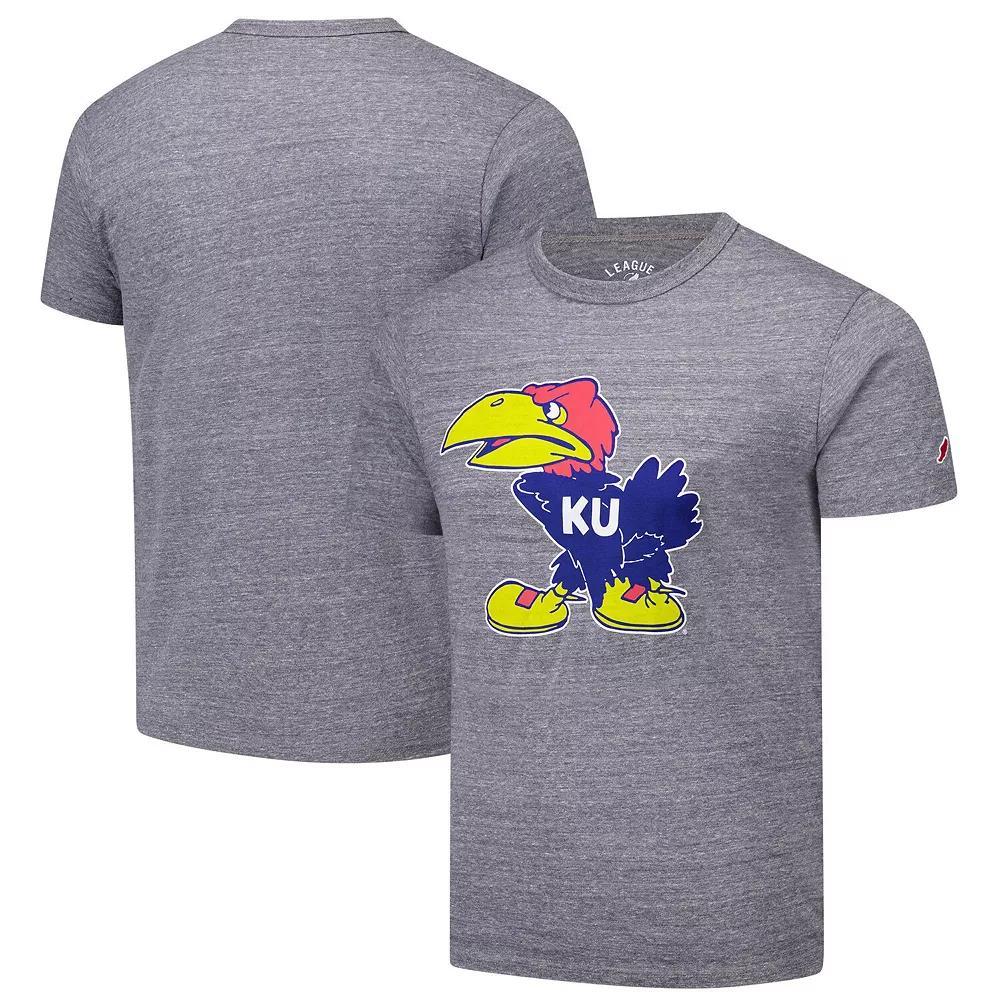 Men's League Collegiate Wear Heather Gray Kansas Jayhawks Victory Falls Tri-Blend T-Shirt, Size: Small, Grey Product Image