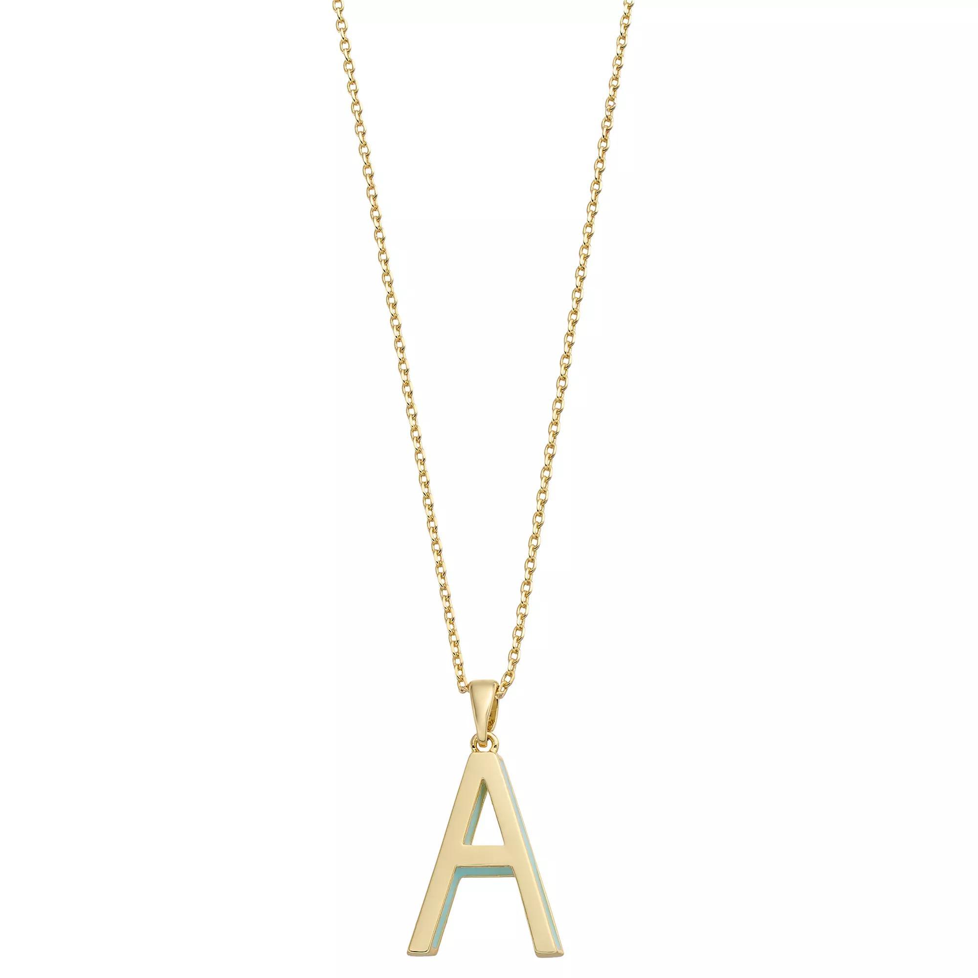 City Luxe Gold Tone Initial Charm Pendant Necklace, Womens Gold Tone A Product Image