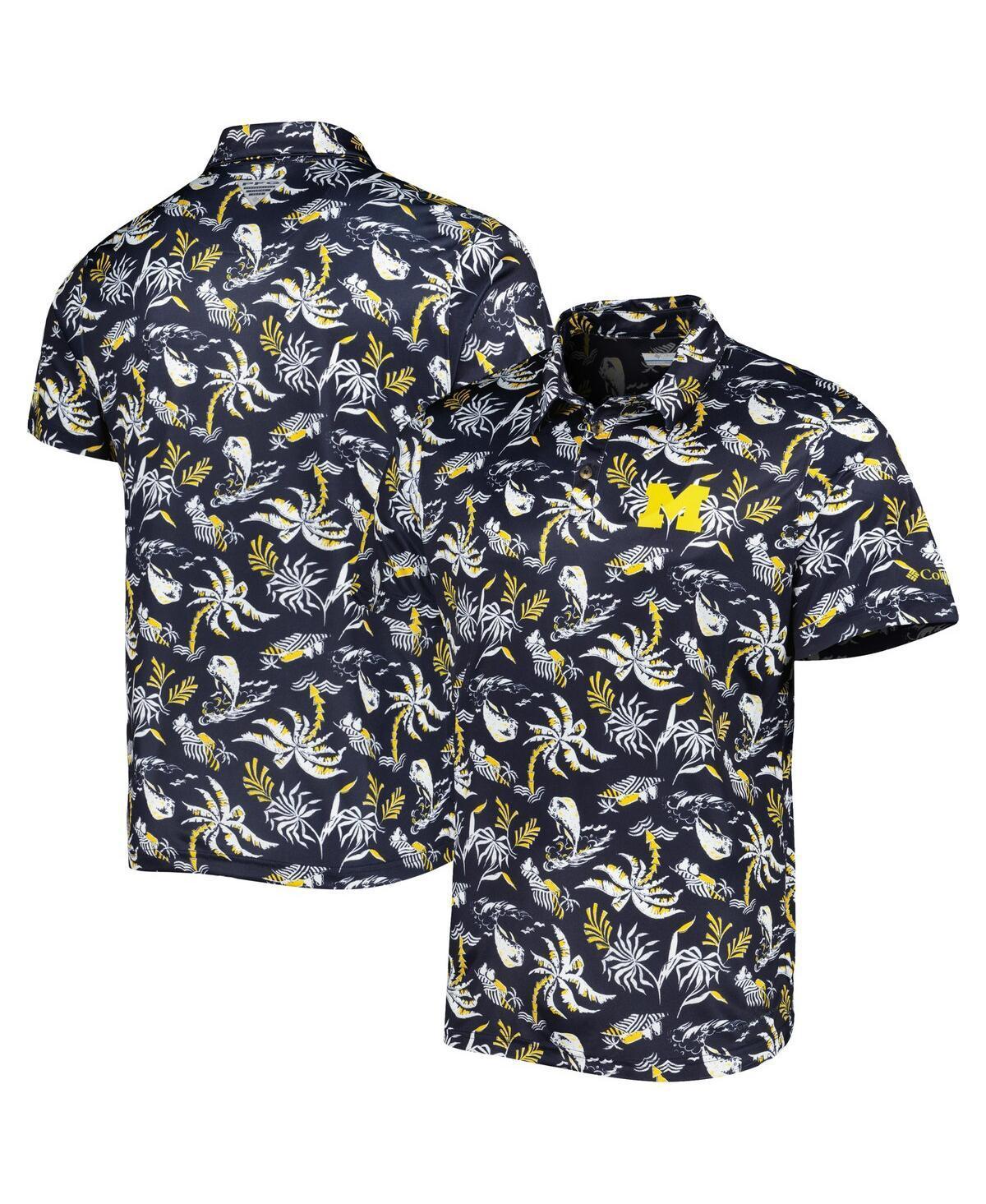 Men's Columbia Navy Michigan Wolverines Super Terminal Tackle Omni-Shade Polo, Size: Small, Blue Product Image