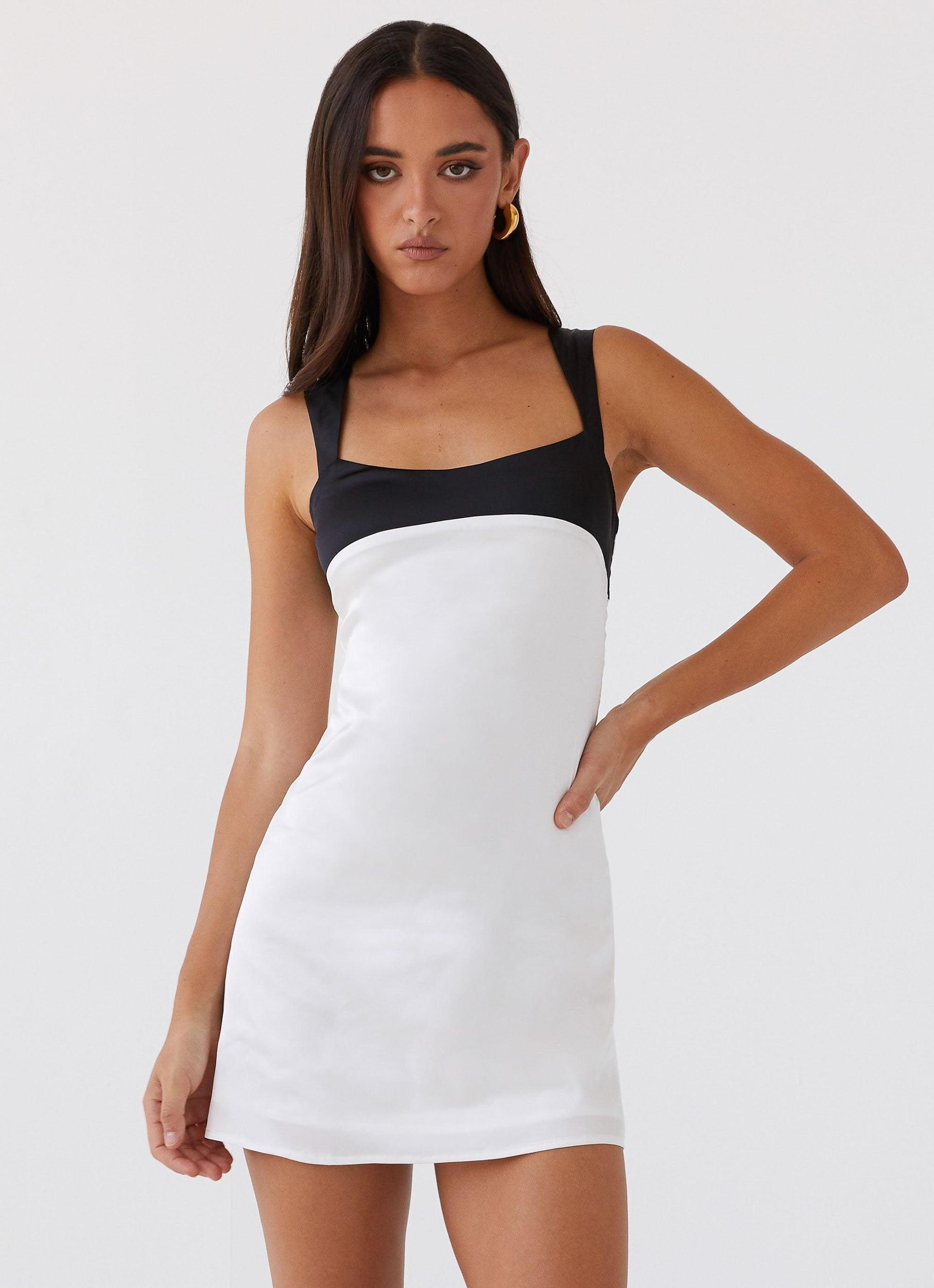 Odette Satin Mini Dress - Noir Pearl Product Image