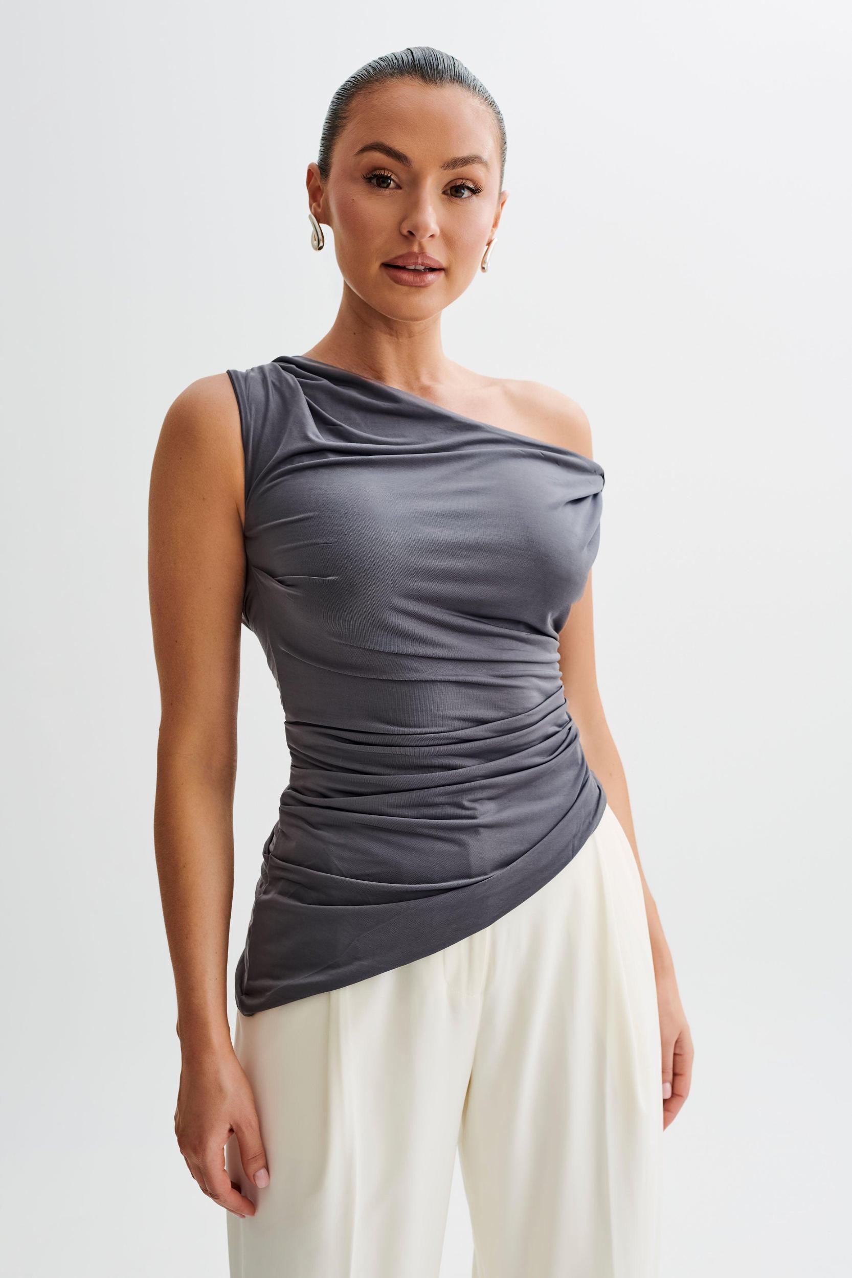 Prianyka Slinky Sleeveless Top - Charcoal Product Image