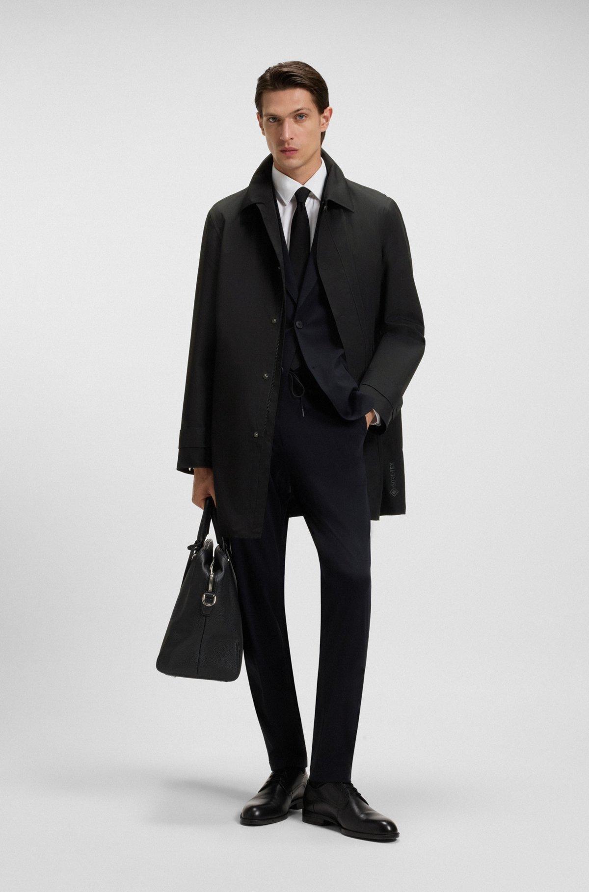 BOSS - GORE-TEX® water-repellent tailored coat with concealed zipper - Black Product Image