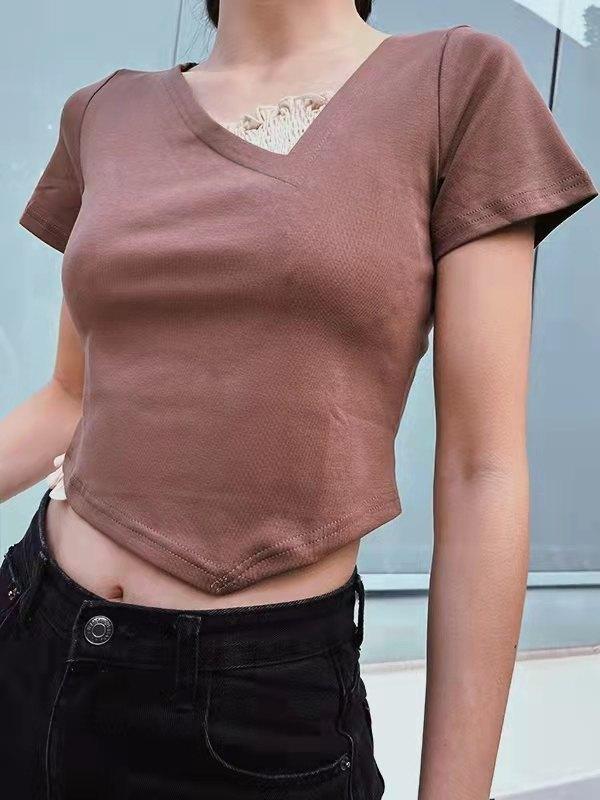 Y2K Patchwork Ruched Crop Top Product Image