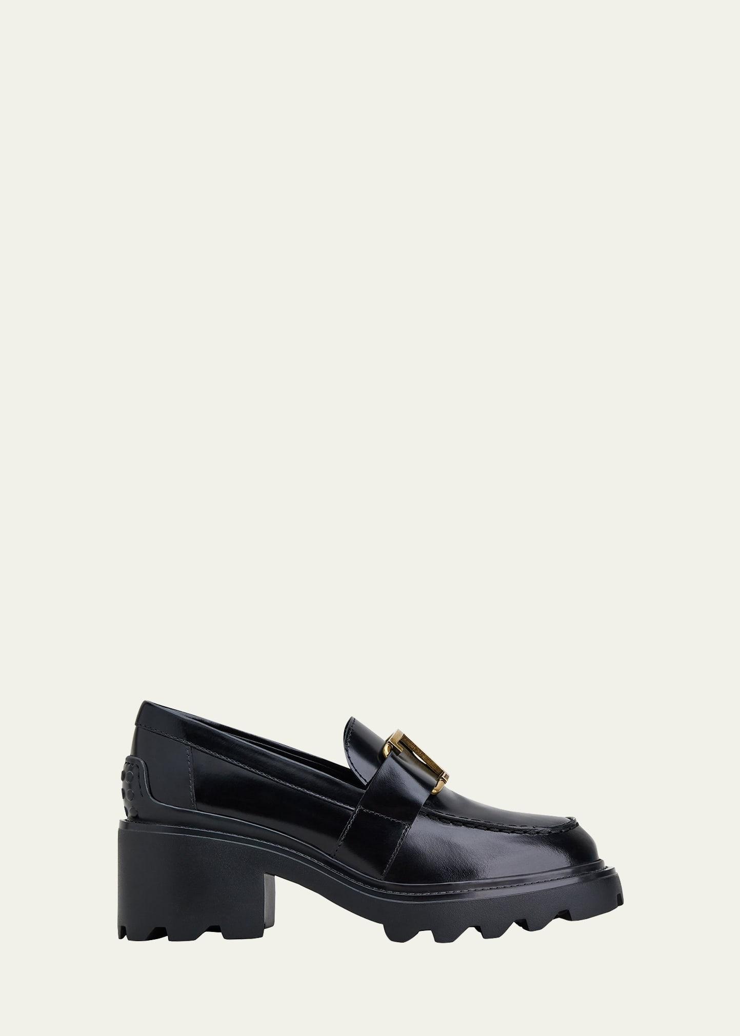 Tods Womens Buckle Block Heel Loafers Product Image