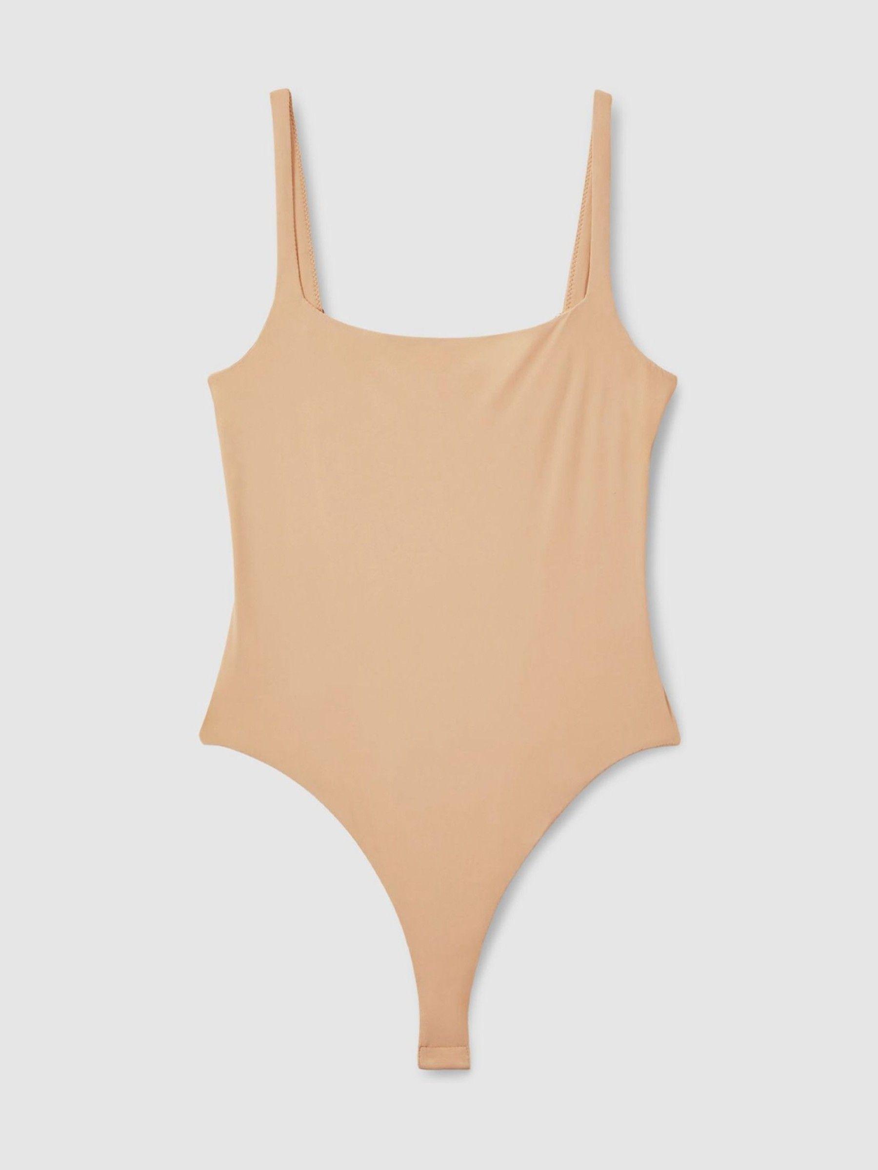 Seamless Square Neck Thong Bodysuit in Neutral Product Image