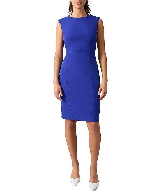 Kasper Stretch Crepe Crew Neck Sleeveless Sheath Dress Product Image