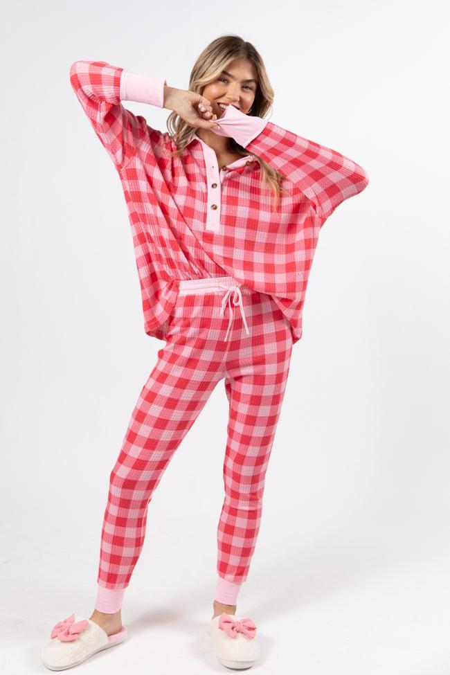 Outshine The Rest Pink Plaid Lounge Joggers FINAL SALE Product Image