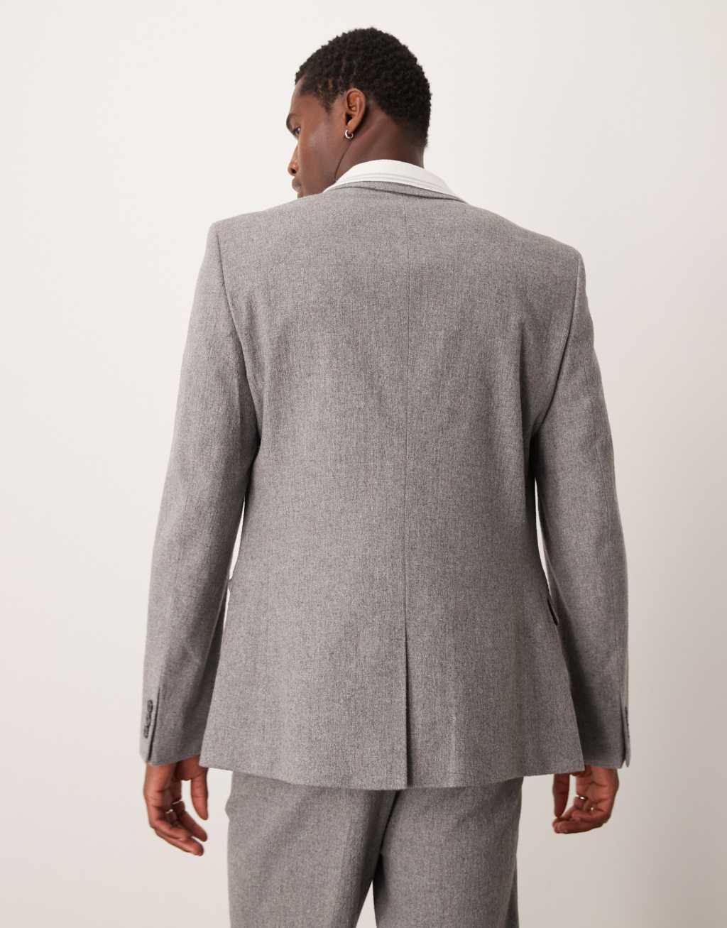 ASOS DESIGN skinny wool mix suit jacket in gray flannel Product Image