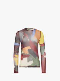 ABSTRACT' PRINT - SHEER LONG SLEEVE TOP in red | JW Anderson US  Product Image