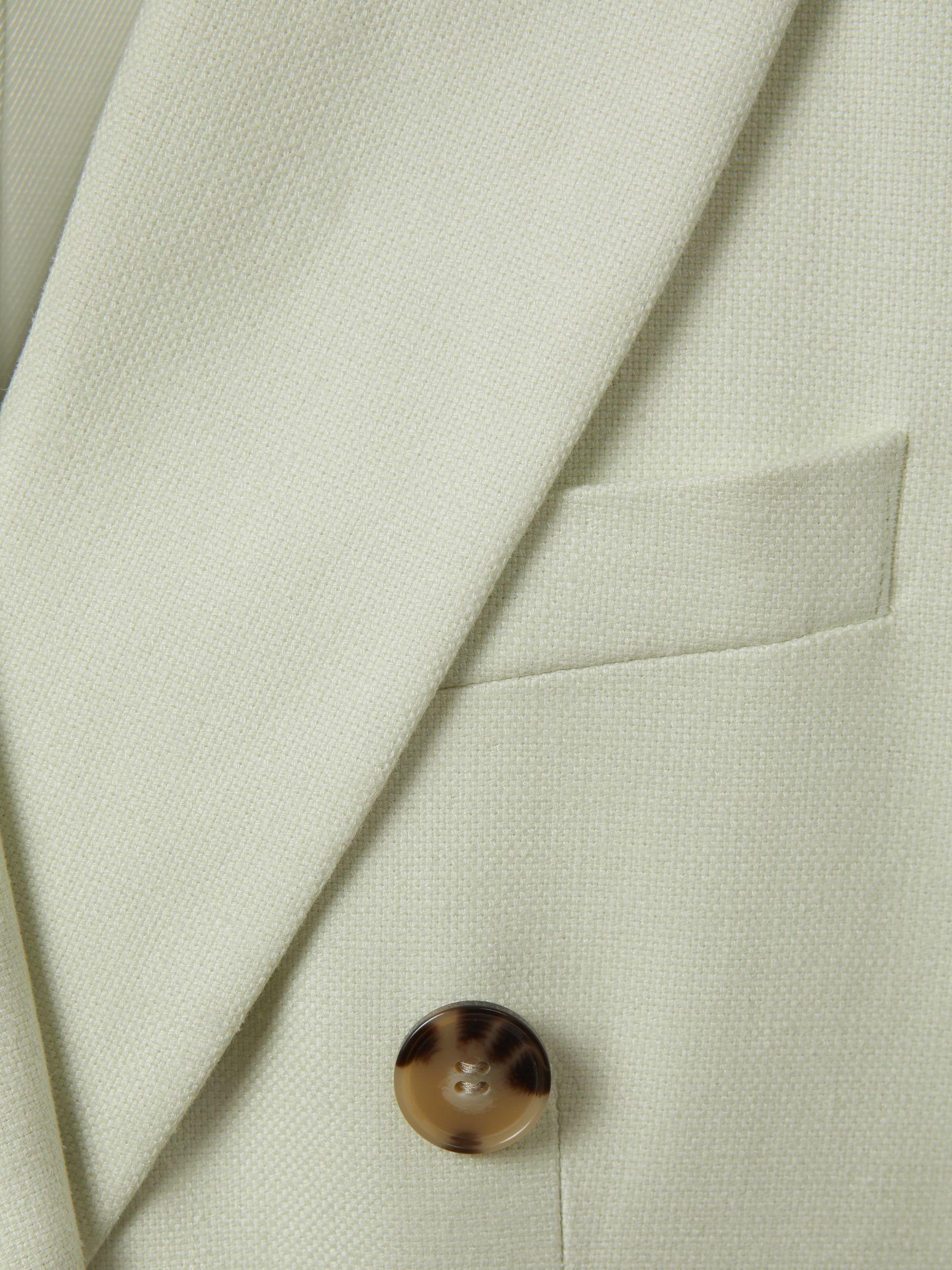 Double Breasted Linen Blend Suit Blazer in Mint Product Image