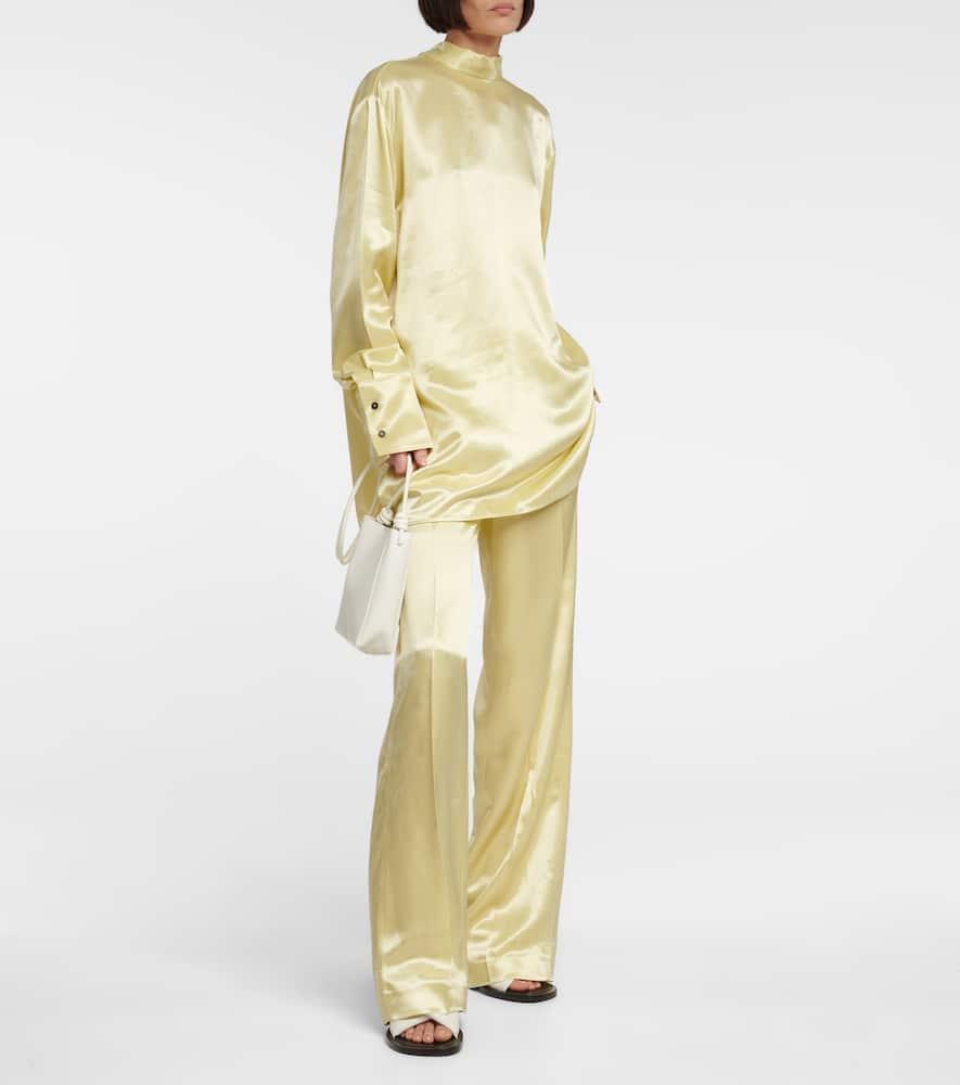 JIL SANDER Satin Pants In Light Pastel Green Product Image