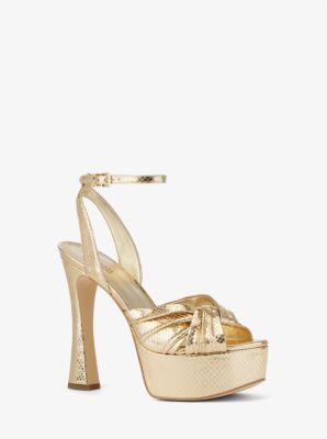 Selena Metallic Snake Embossed Leather Platform Sandal Product Image