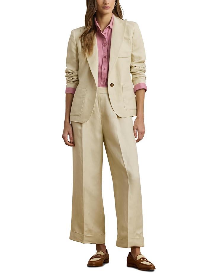 Plus Size Linen-Blend Twill Wide-Leg Pants Product Image