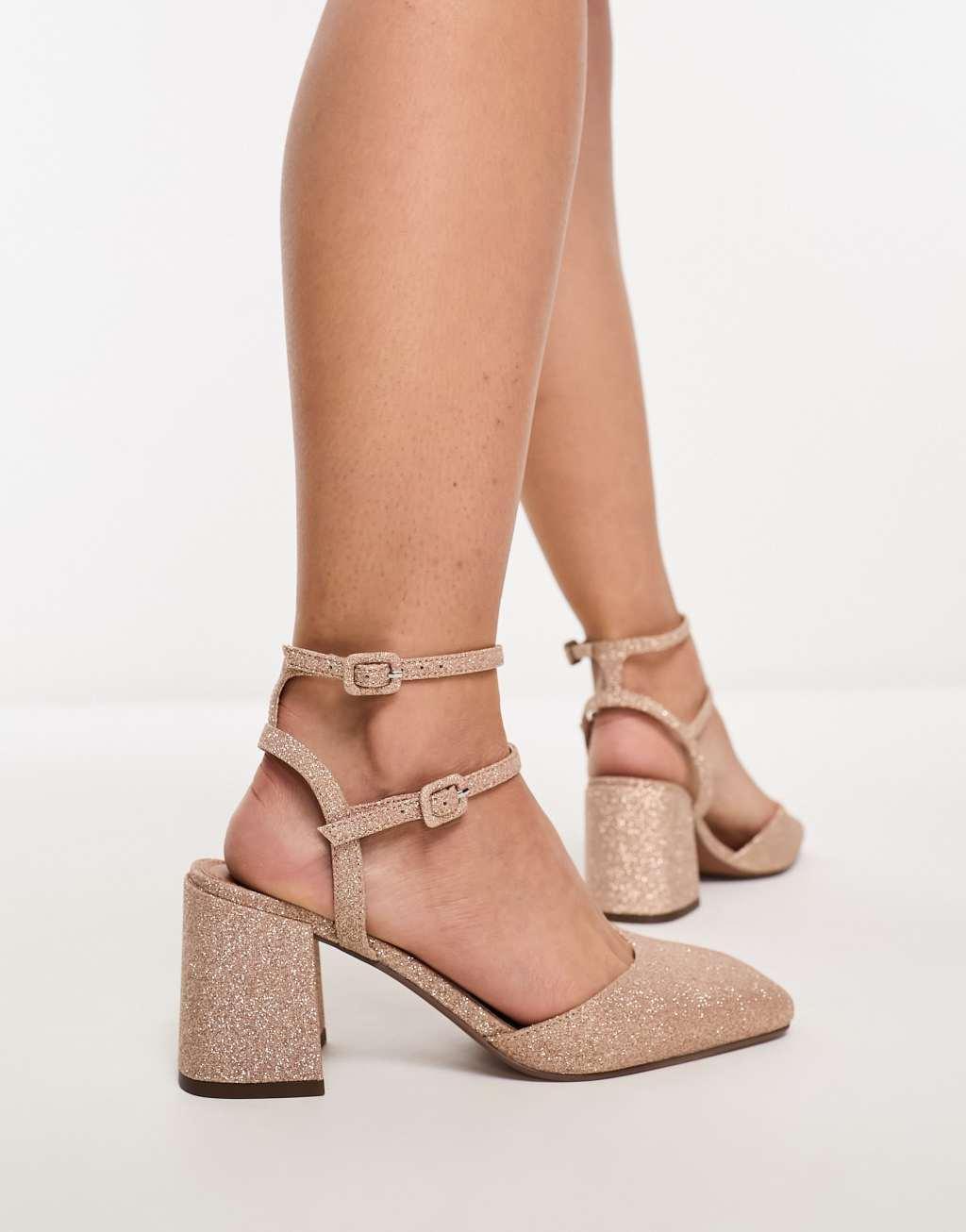 ASOS DESIGN Wide Fit Saffy block heeled mid shoes Product Image