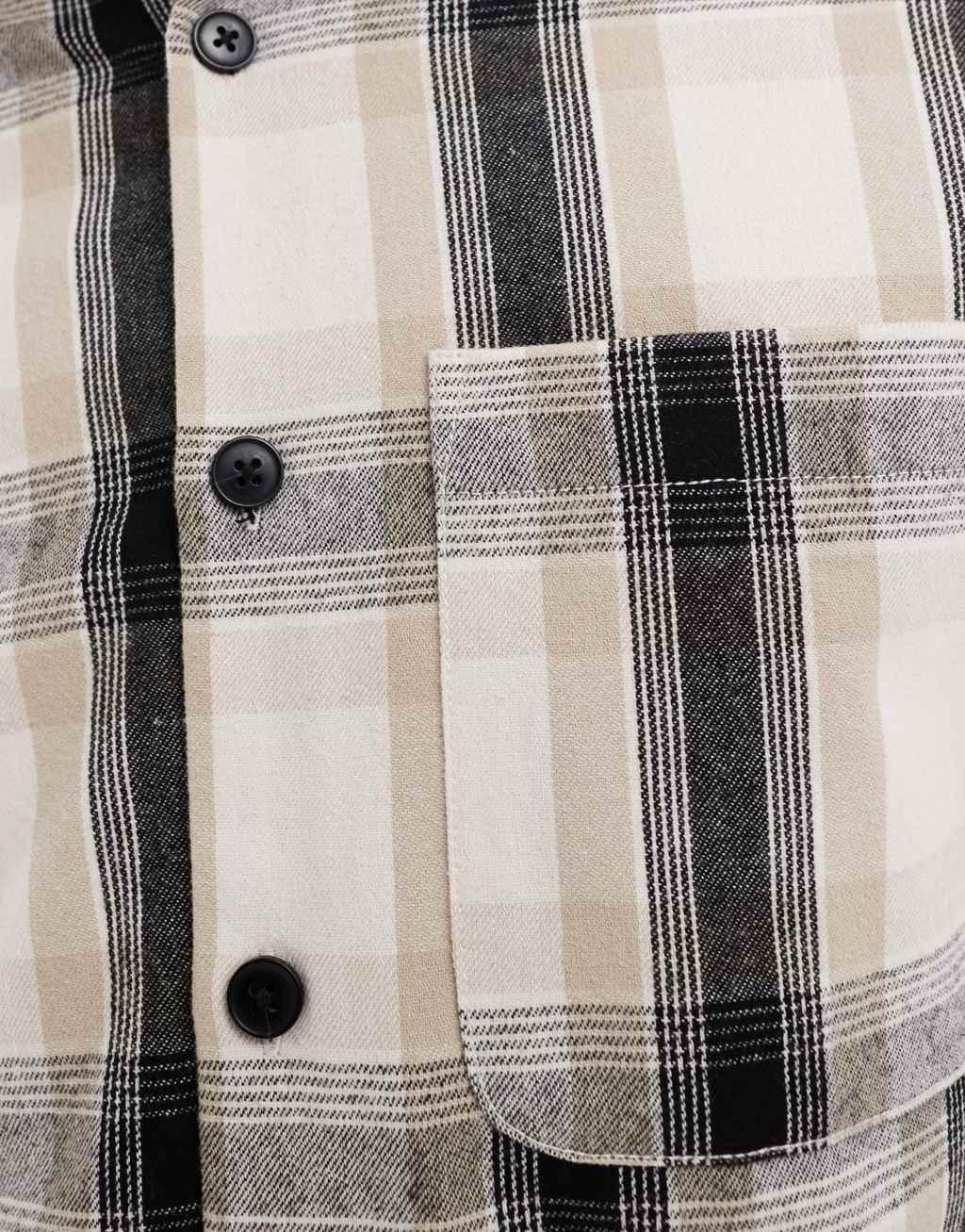 JJ Rebel heavy check overshirt in beige Product Image