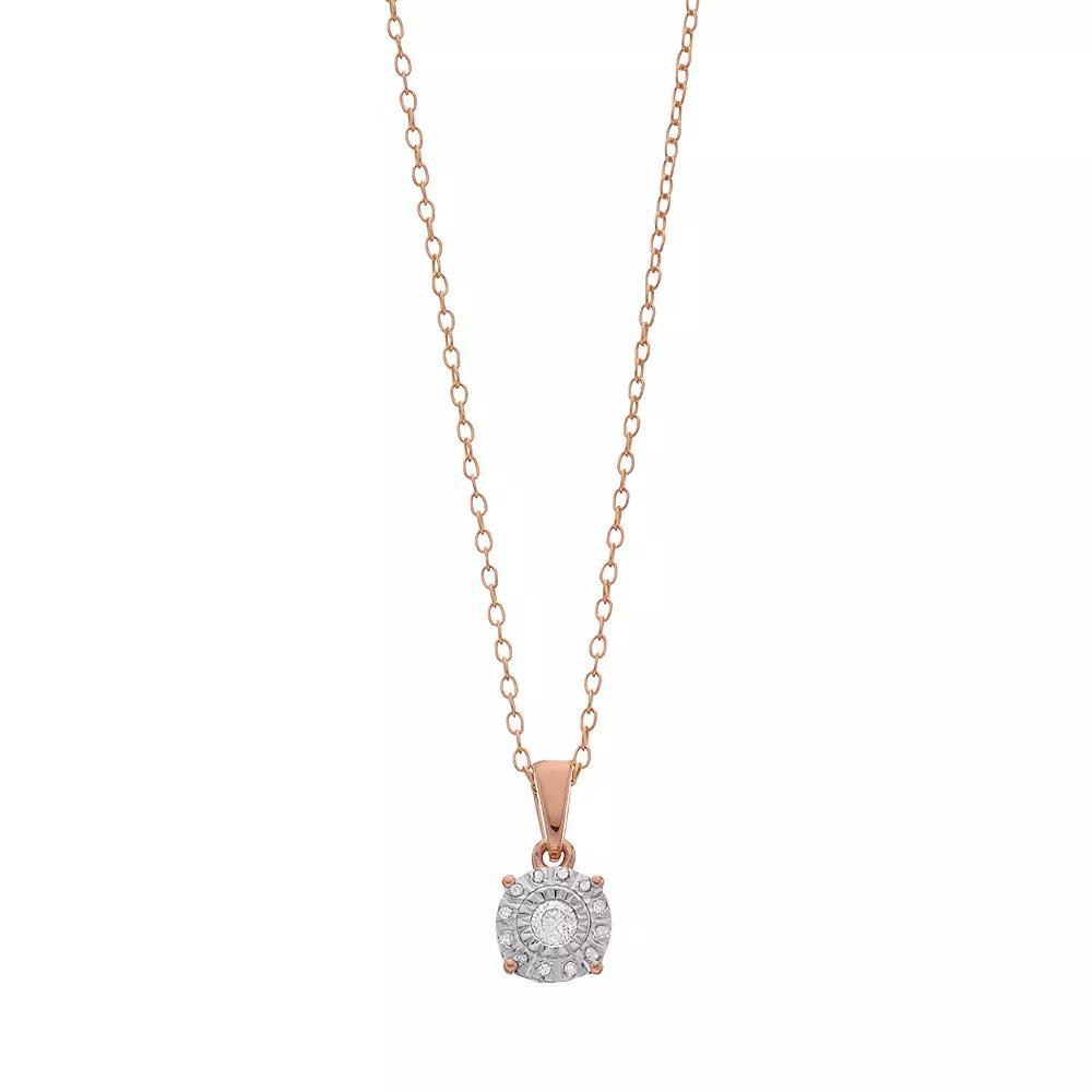 Diamond Brilliance 1/10 Carat T.W. Diamond Composite Round Pendant Necklace, Women's, Size: 18", Pink Tone Product Image