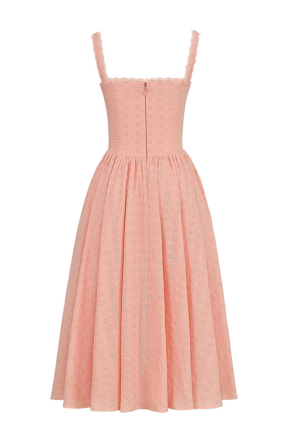 Adalyn Peach Broderie Anglais Midi Sundress Product Image