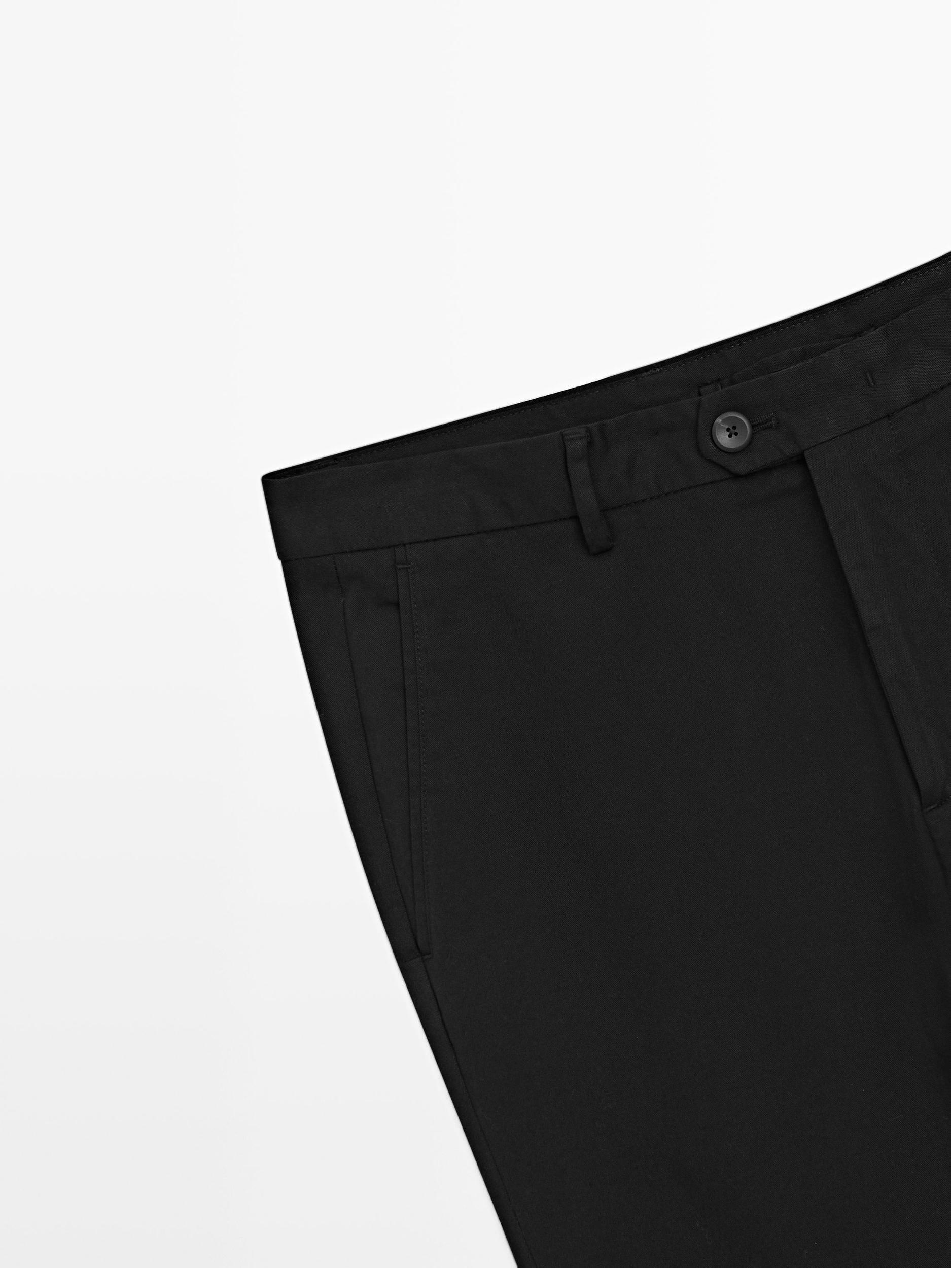 Cotton blend slim fit trousers Product Image