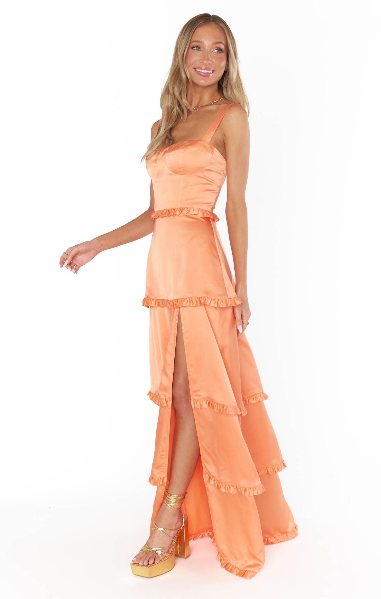 Lady Corset Dress ~ Cantaloupe Luxe Satin Product Image