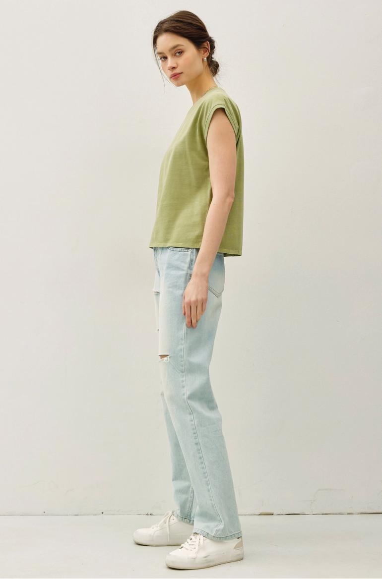 Acid Wash Capped Sleeve Tee Product Image
