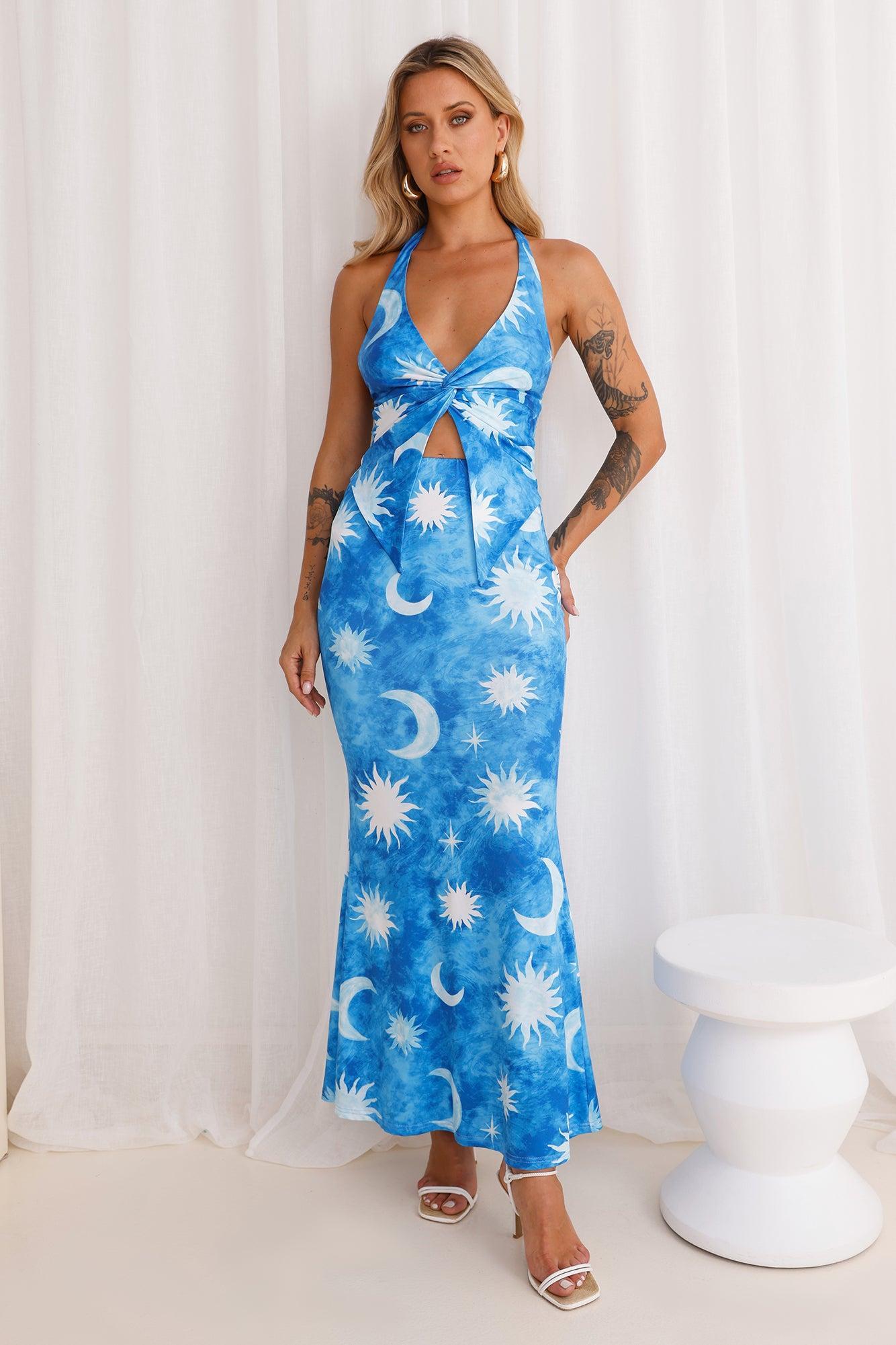 Night Sky Fantasies Halter Top Blue Product Image
