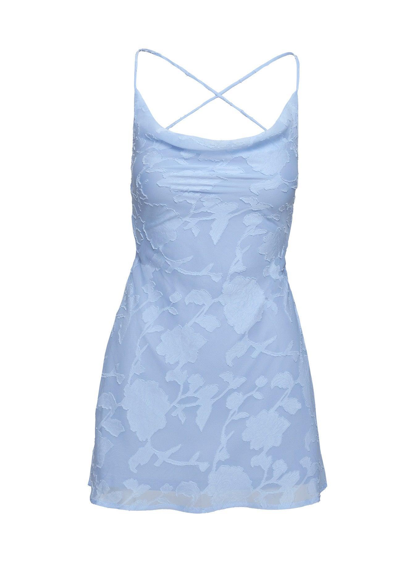 Celena Mini Dress Light Blue Burnout Product Image