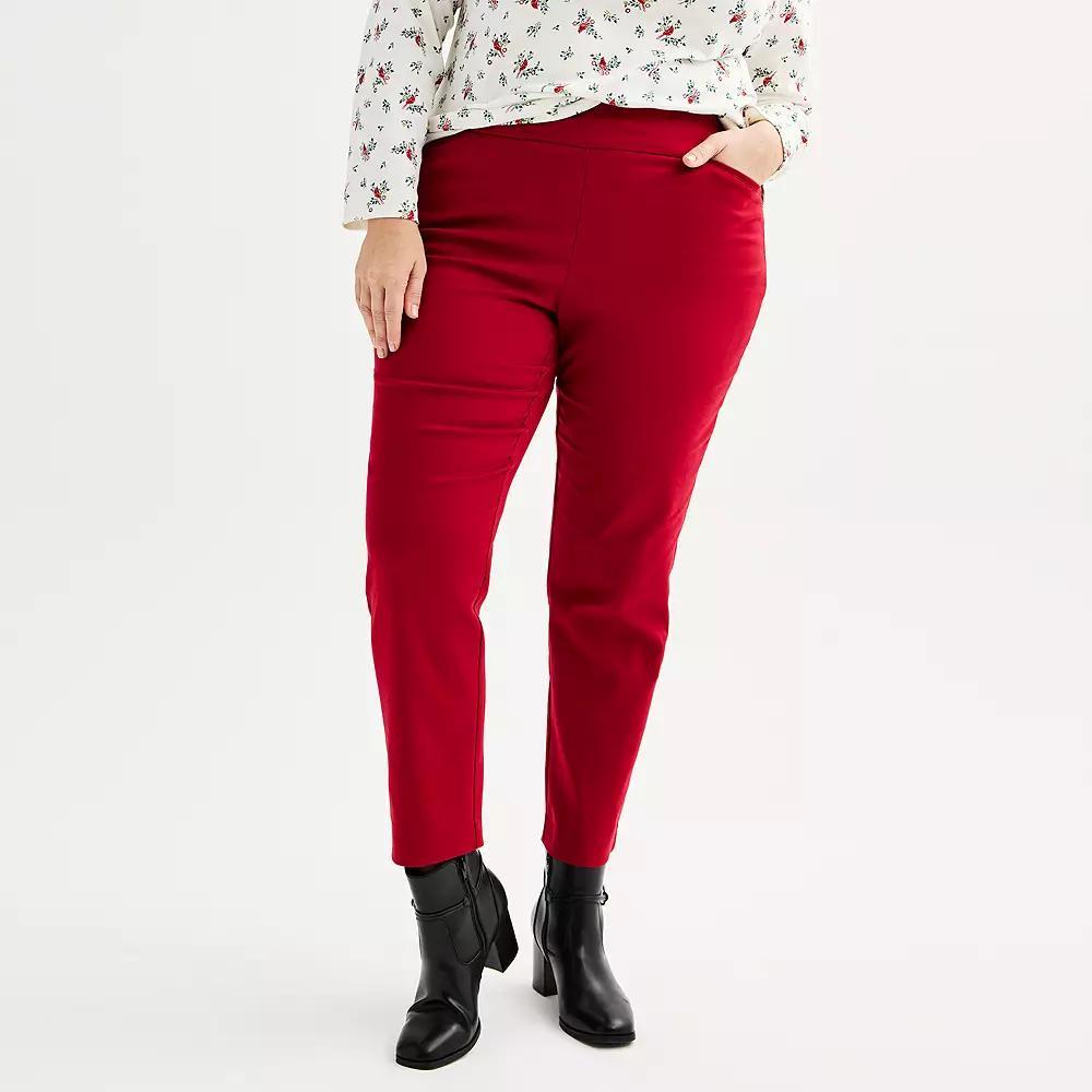 Plus Size Croft & Barrow® Effortless Stretch Pull-On Straight-Leg Pants, Women's, Size: 30 W, Red Product Image