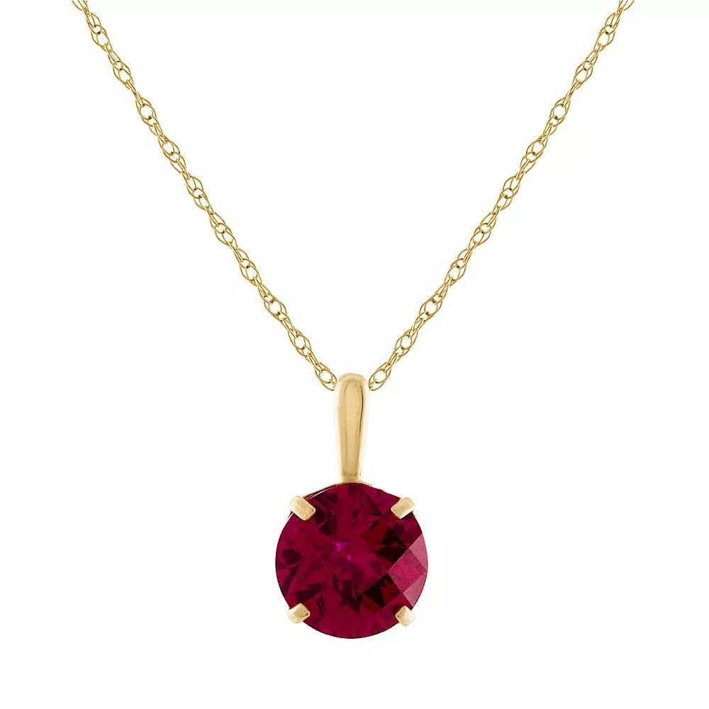 Designs by Gioelli 10k Gold Gemstone Solitaire Pendant Necklace, Women's, Size: 18", Red Product Image