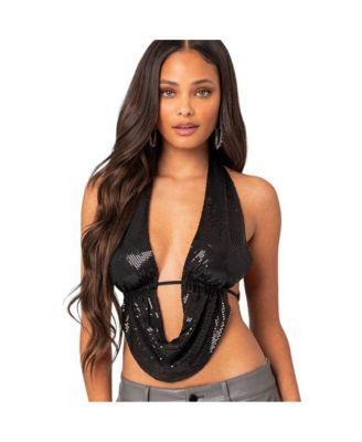 Womens Draped scoop neck open back top Product Image