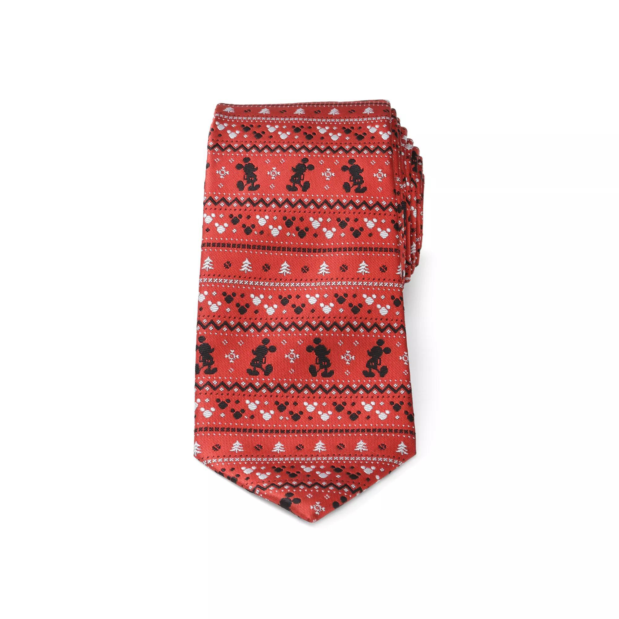 Disney's Pattern Men's Tie, Mickey Fair Isle Red Product Image