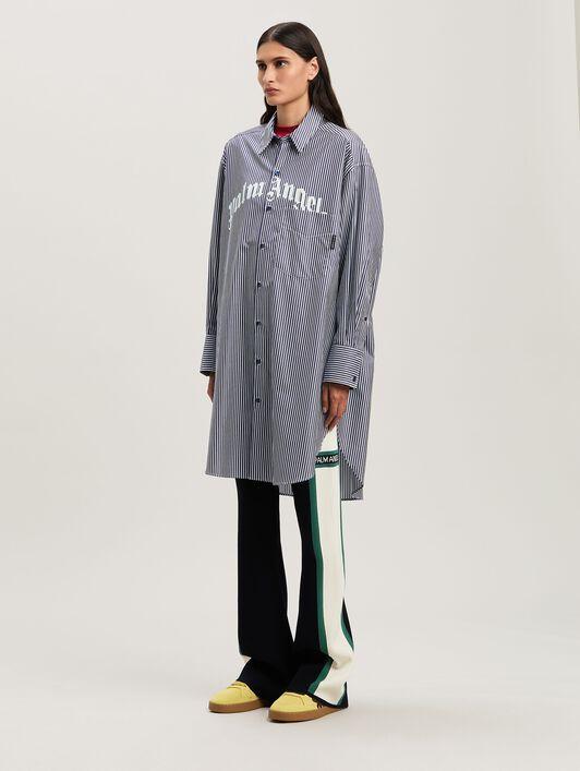 CURVED LOGO STRIPE SHIRTDRESS NAVY BLUE Product Image