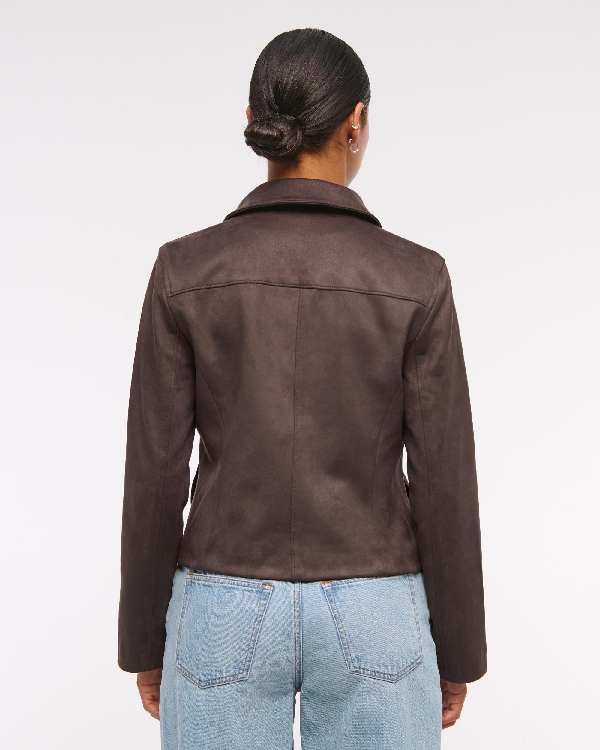 Zip-Front Vegan Suede Jacket Product Image