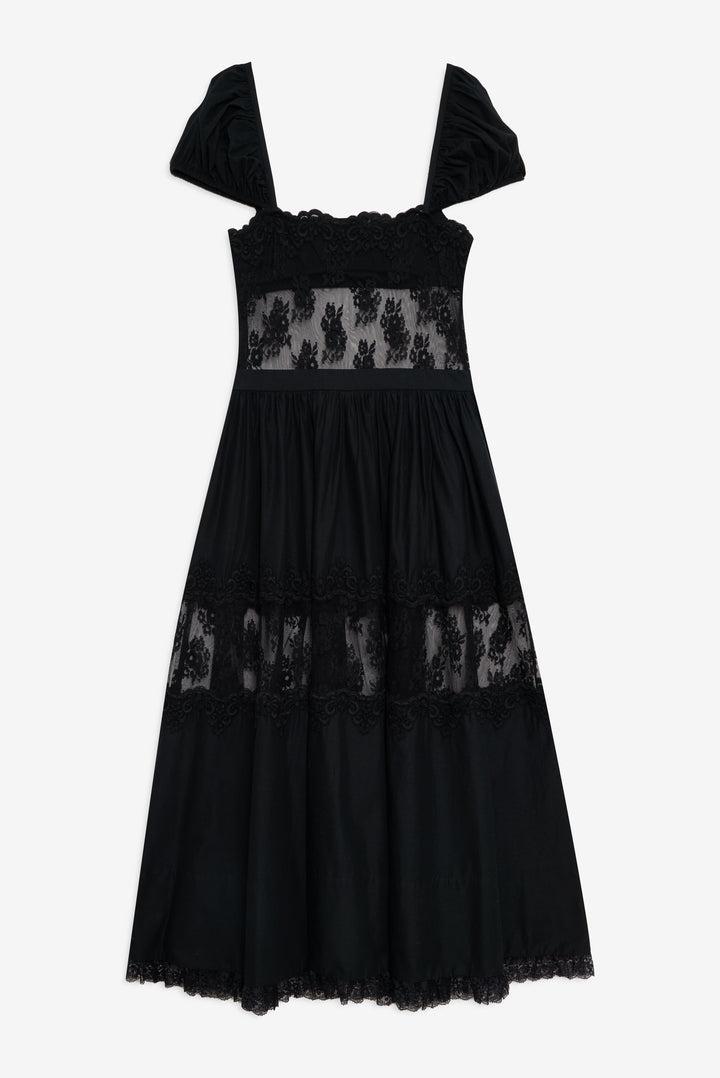 Liya Lace Midi Dress — Black Product Image