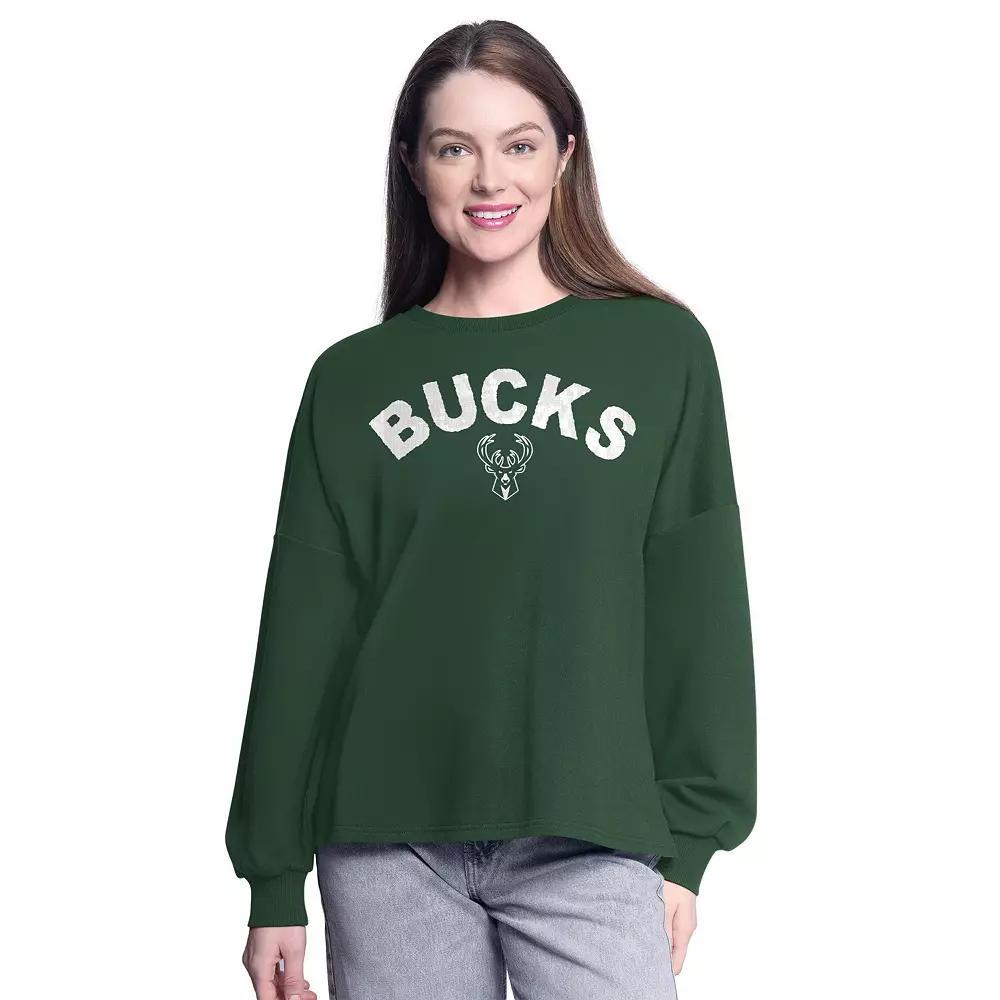 Women's G-III 4Her by Carl Banks Hunter Green Milwaukee Bucks Athletic Pullover Sweatshirt, Size: 2XL, Team Product Image