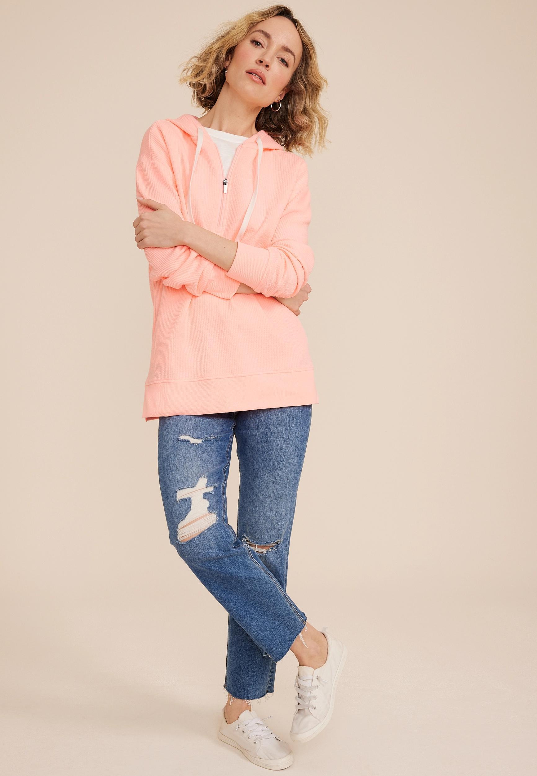 Ribbed Knit Hoodie Product Image