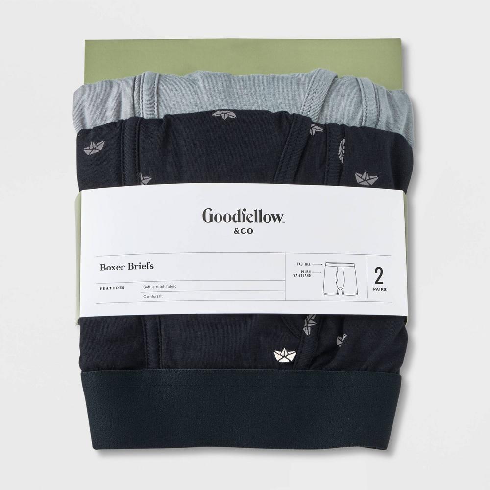 Men's Paper Boat Print Boxer Briefs 2pk - Goodfellow & Co™ M: Cotton Spandex Knit, Mid Rise, Polka Dots Product Image