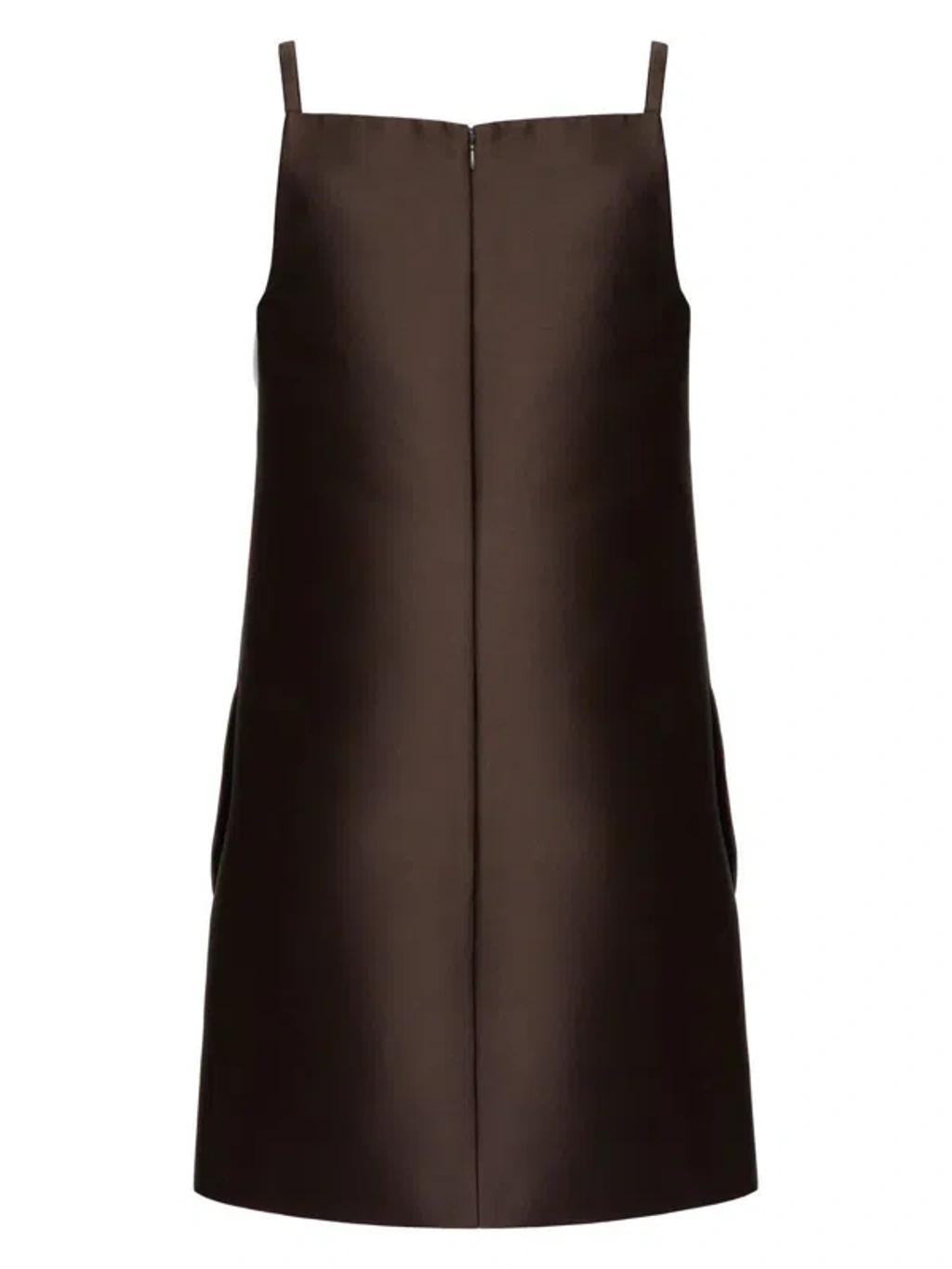 VALENTINO Mini Strap Mini Dress In Brown Product Image