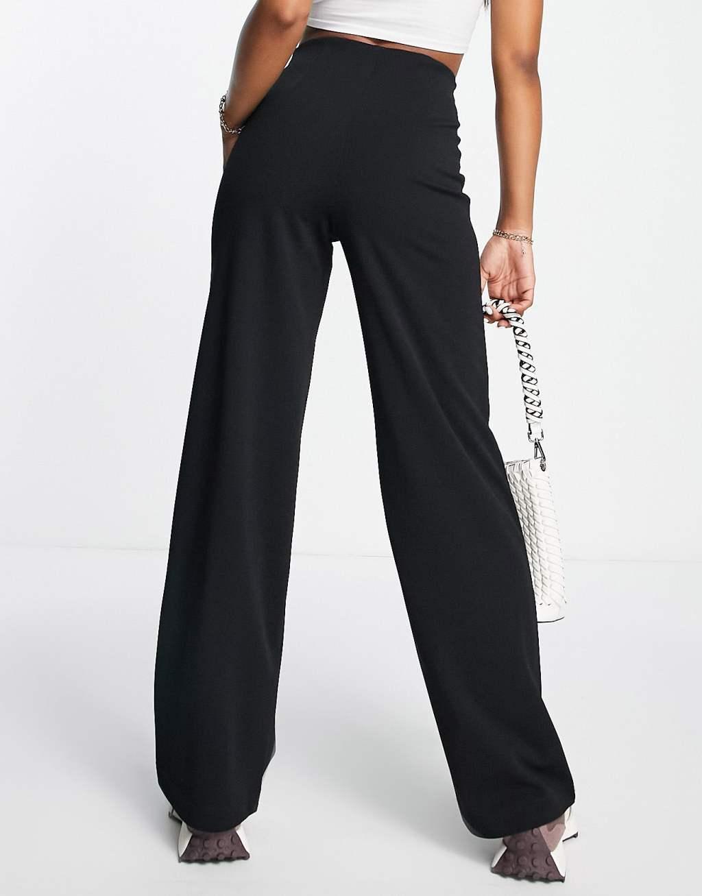 Vero Moda pleat front wide leg pants in black Product Image
