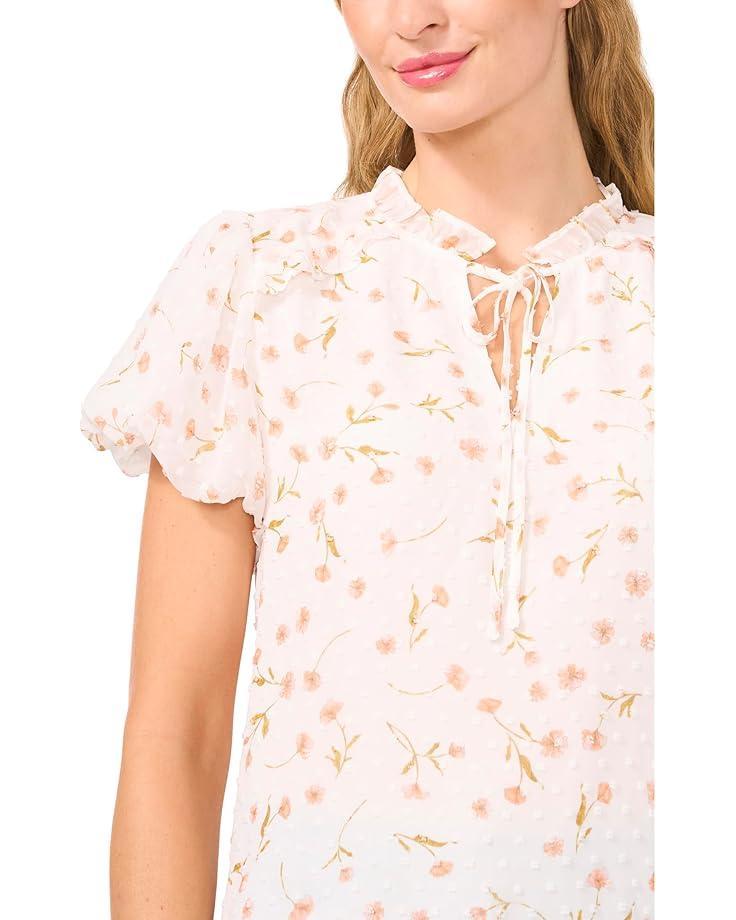 Raglan Flutter Sleeve Pleated Bow Blouse Product Image