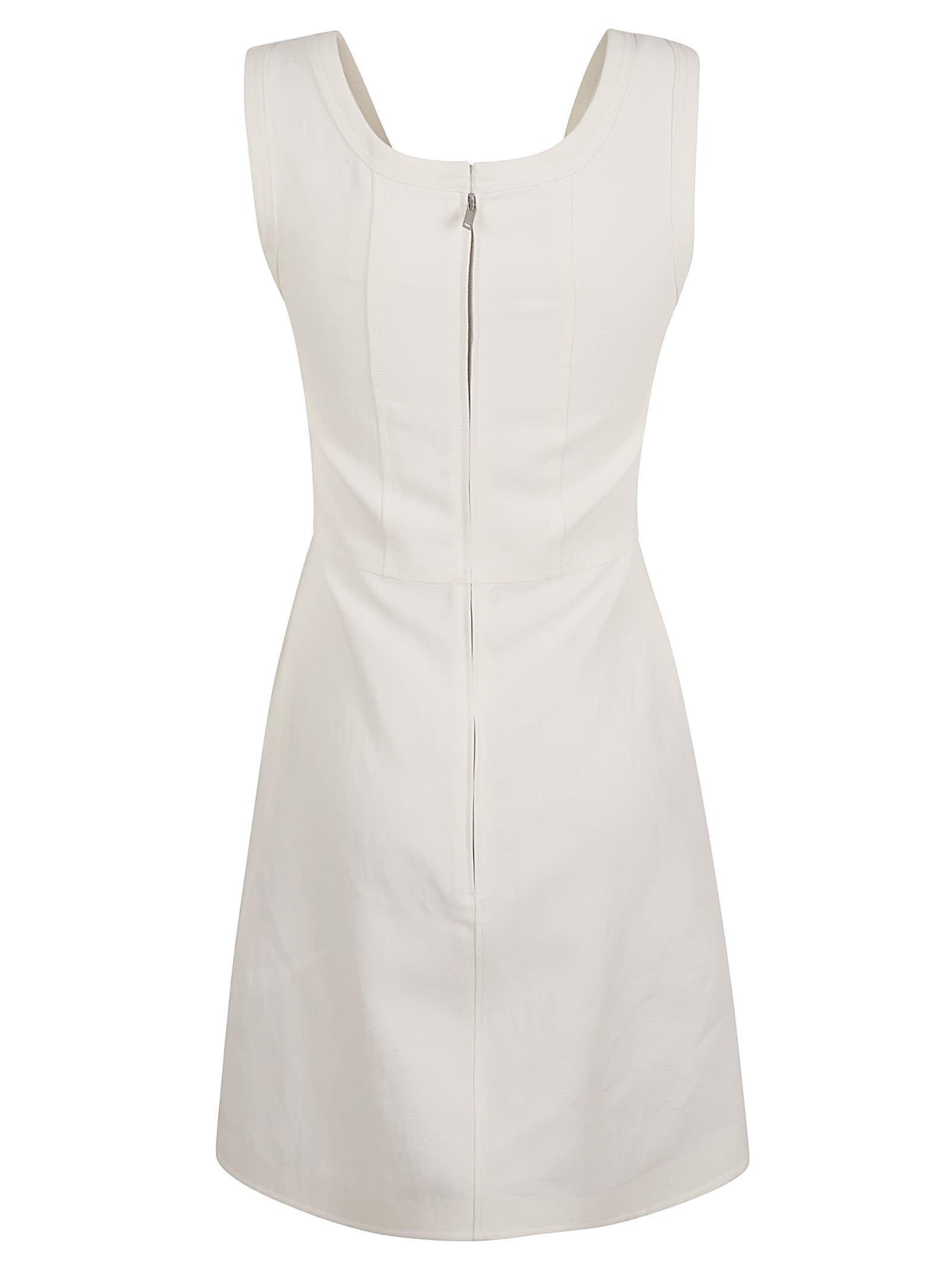 JIL SANDER Textured Linen & Viscose Dress In Optic White Product Image